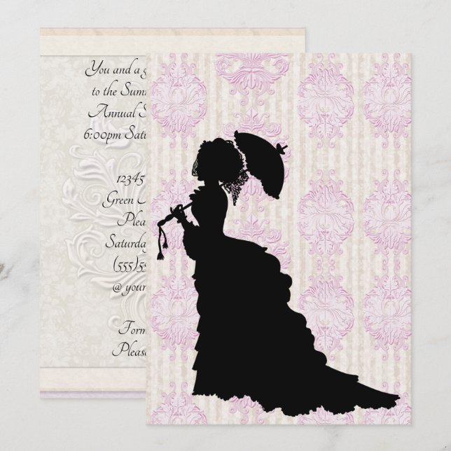 Victorian Silhouette Debutante Ball Invitation (Front/Back)