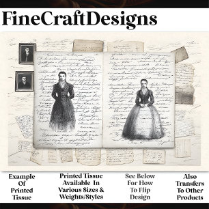 Victorian Sketches Script Collage AF3 Decoupage Tissue Paper