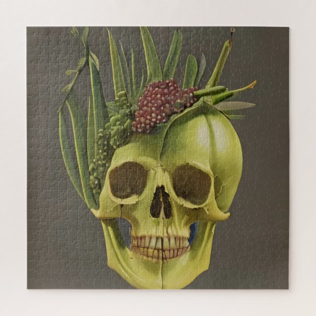 Victorian Skull, Aloe, and Grapes Jigsaw Puzzle (Vertical)