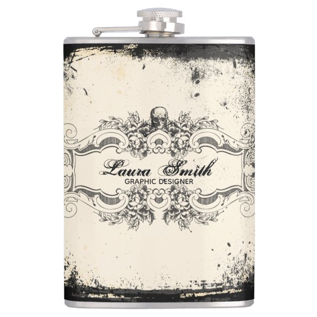 Victorian Skull Hip Flask (Front)