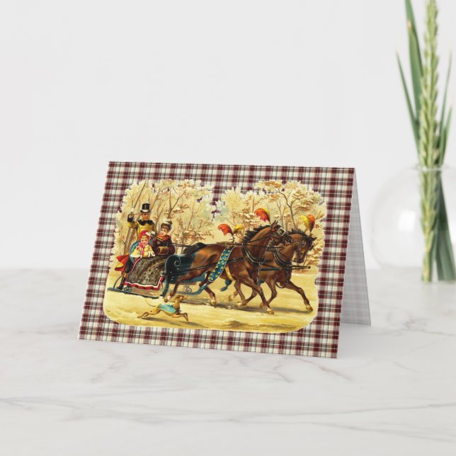 Victorian Sleigh Ride Christmas Holiday Card (Front)