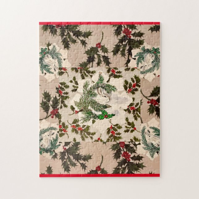 Victorian Snow Bunnies Jigsaw Puzzle (Vertical)