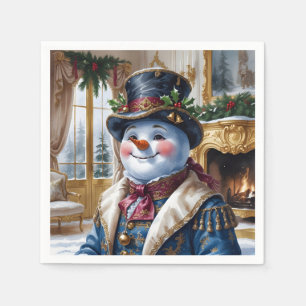 Victorian Snowman Christmas Design Napkin
