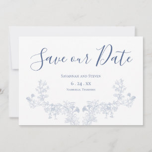 Victorian Soft Blue Floral Save the Date