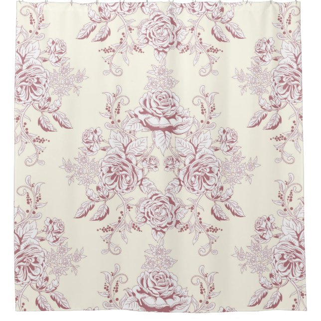 Victorian,soft yellow, soft pink,floral,pattern,vi shower curtain (Front)