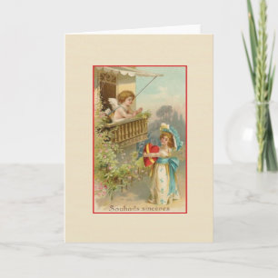 Victorian Souhaits Sincères French Birthday Card