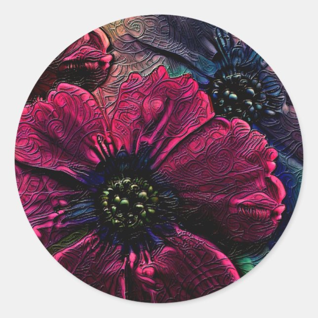 Victorian Splendor:  Exquisite Floral Design  Classic Round Sticker (Front)