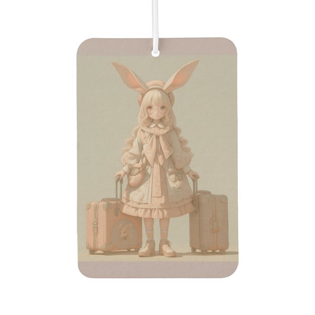 Victorian Spring, Rabbit Girl Car Air Freshener (Front)
