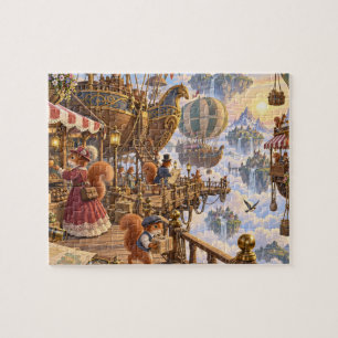 Victorian Squirrel Airship Market in the Clouds Ji Jigsaw Puzzle