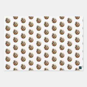 Victorian Squirrels Wrapping Paper 3 Sheet Set