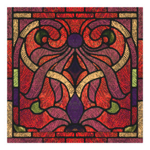 Victorian Stained Glass in Maroon and Red Photo Print