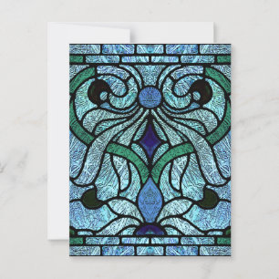 Victorian Stained Glass in Rich Blue Postcard