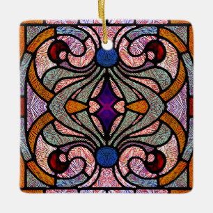 Victorian Stained Glass in Shards of Colour Ceramic Ornament