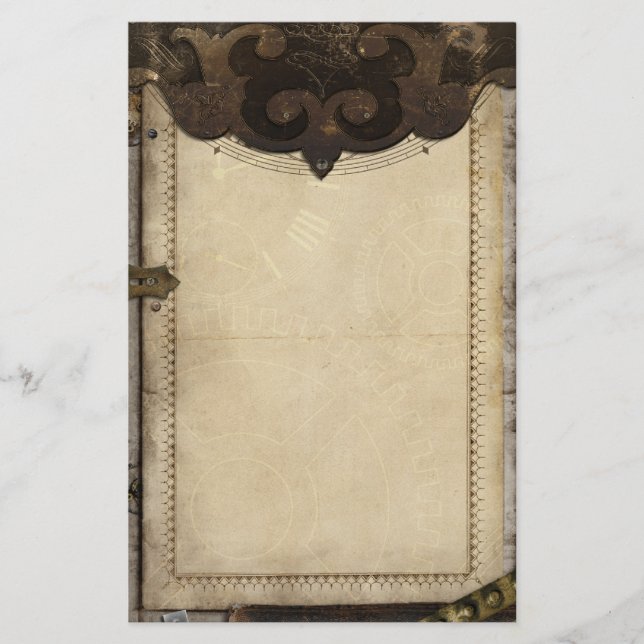 Victorian Steampunk and Gears Stationary Stationery (Front)