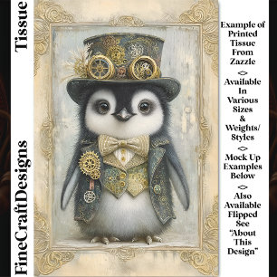 Victorian Steampunk Baby Penguin DL3L Decoupage Tissue Paper
