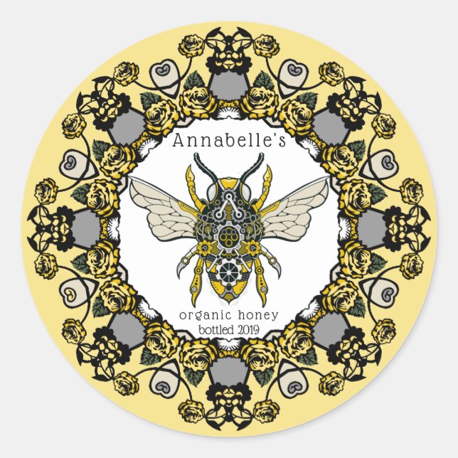 Victorian Steampunk Bee Honey Label (Front)