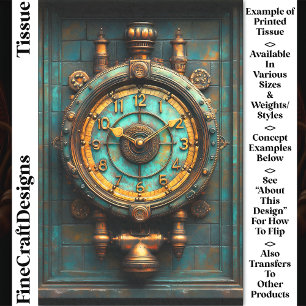 Victorian Steampunk Brass Clock CZ2 Decoupage Tissue Paper