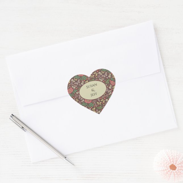 Victorian Steampunk Butterfly Old Key White Daisy Heart Sticker (Envelope)