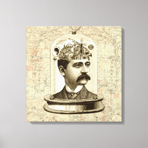 Victorian steampunk clockwork brain mechanical art canvas print