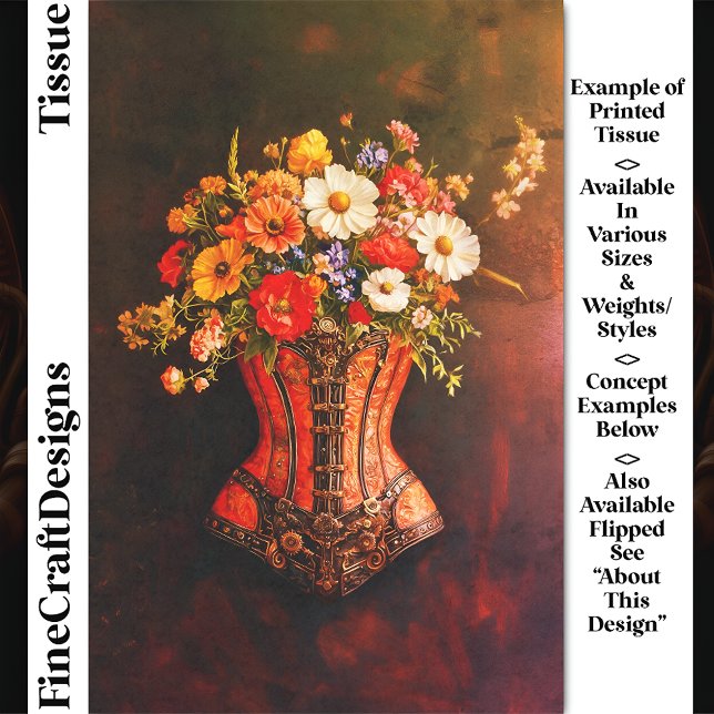 Victorian Steampunk Corset Flowers DF5LF Decoupage Tissue Paper (Creator Uploaded)