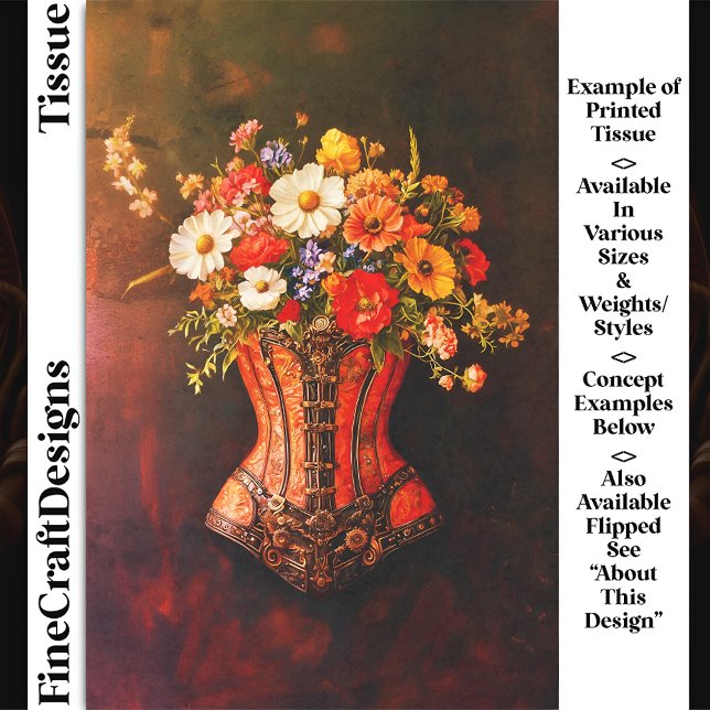 Victorian Steampunk Corset Flowers DF5RF Decoupage Tissue Paper (Creator Uploaded)
