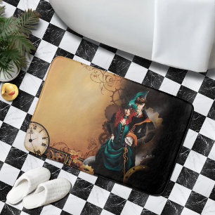 Victorian Steampunk Couple Elegance Romance  Bath Mat