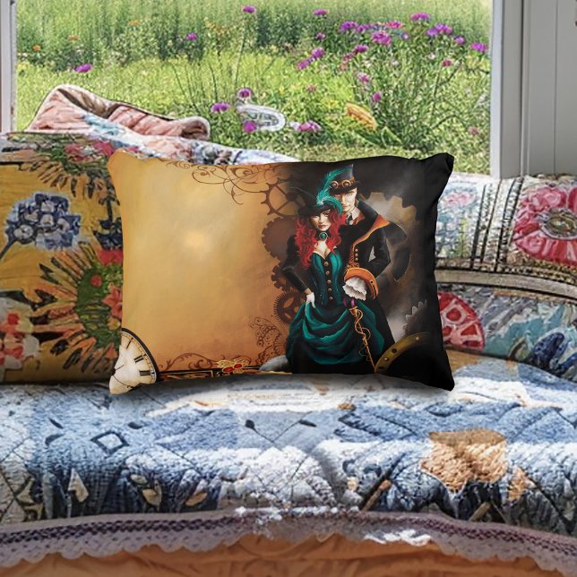 Victorian Steampunk Couple Elegance Romance  Decorative Cushion (Creator Uploaded)