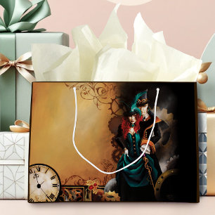 Victorian Steampunk Couple Elegance Romance Large Gift Bag