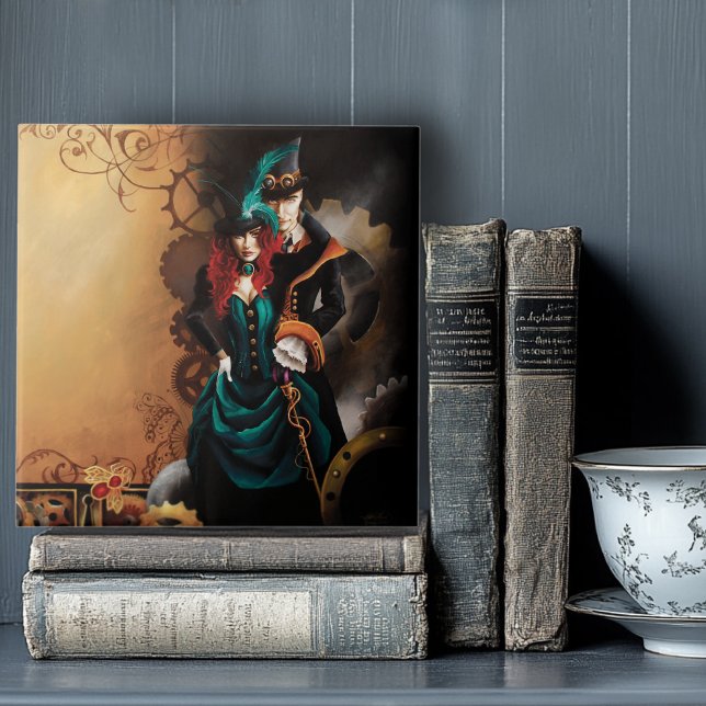 Victorian Steampunk Couple Elegance Romance  Tile (Creator Uploaded)