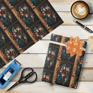 Victorian Steampunk Couple Elegance  Romance Wrapping Paper