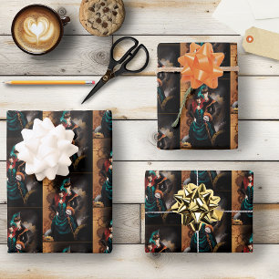 Victorian Steampunk Couple Elegance Romance Wrapping Paper Sheet
