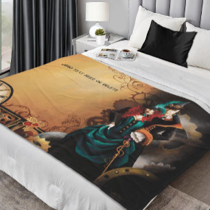 Victorian Steampunk Couple Fleece Blanket