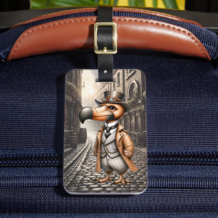 Victorian Steampunk Dodo in London Alley Luggage Tag