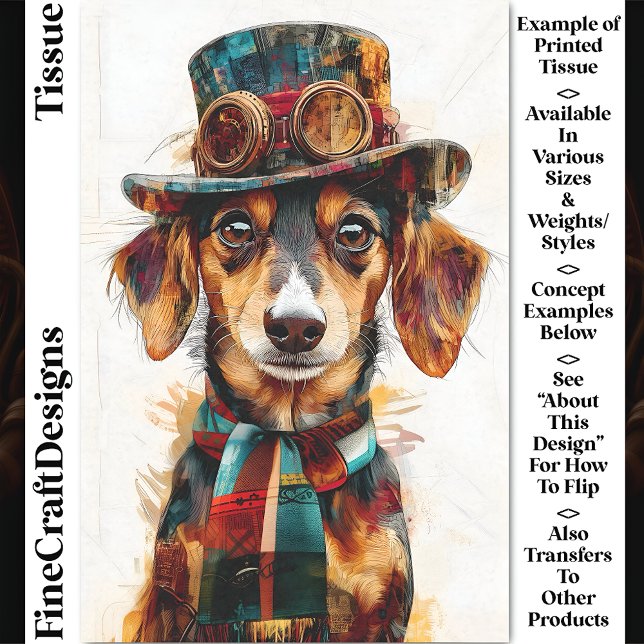 Victorian Steampunk Dog in Top Hat DA9 Decoupage Tissue Paper (Creator Uploaded)
