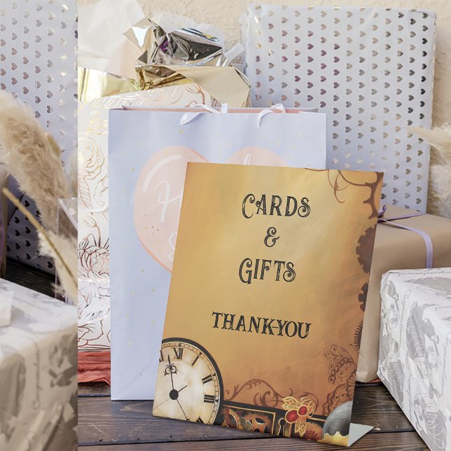 Victorian Steampunk Elegance Wedding Cards & Gifts Pedestal Sign (Creator Uploaded)