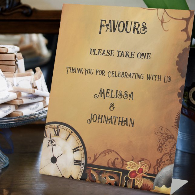 Victorian Steampunk Elegance Wedding Favours Pedestal Sign (Creator Uploaded)