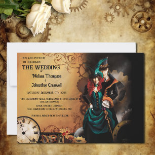 Victorian Steampunk Elegance Wedding Invitation