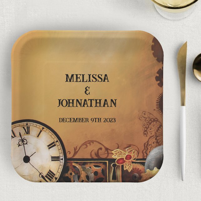 Victorian Steampunk Elegance Wedding Paper Plate (Creator Uploaded)
