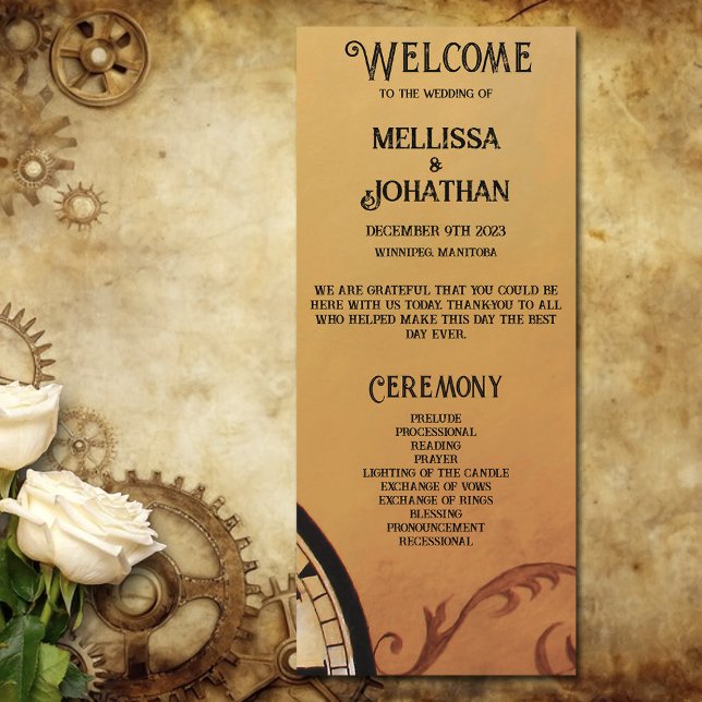 Victorian Steampunk Elegance Wedding Program Menu (Creator Uploaded)