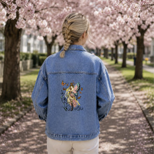 Victorian Steampunk Fairy Butterflies Gears Yellow Denim Jacket