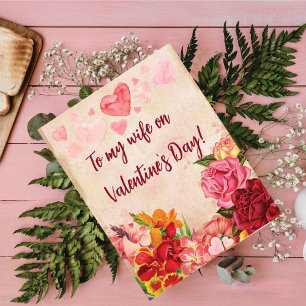 Victorian Steampunk Flowers Hearts Valentine's Day Holiday Card
