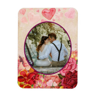 Victorian Steampunk Flowers Hearts Valentine's Day Magnet