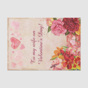 Victorian Steampunk Flowers Hearts Valentine's Day Tissue Paper