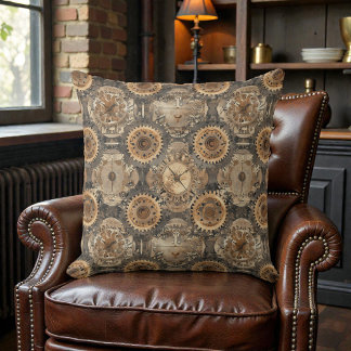 Victorian Steampunk Gears Cushion