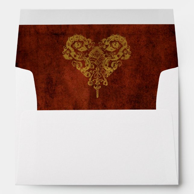 Victorian Steampunk Gears Heart Wedding Envelopes (Back (Bottom))