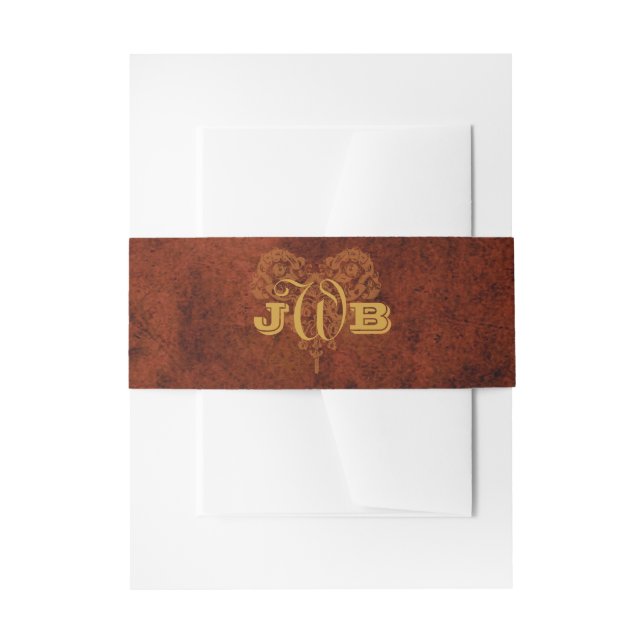 Victorian Steampunk Gears Heart Wedding Invitation Belly Band (Front Example)