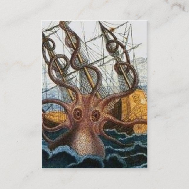 Victorian Steampunk Kraken Octopus Sea Creature Business Card (Front)