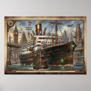 Victorian Steampunk Leviathan Steamship Poster