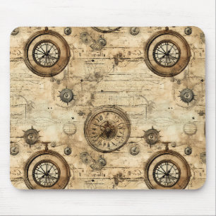 Victorian Steampunk Machinery Sepia Brown Mouse Mat
