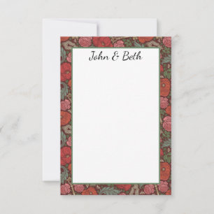 Victorian Steampunk Old Lock Key Red Poppies Thank You Card